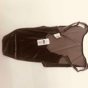 NWT ARGENT SILVER GREY LIGHT VELVET BODY SUIT S/P